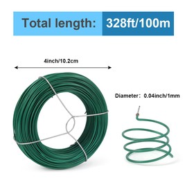 328 Feet Plant Twist Tie Plastic Coated Soft Garden Metal Wire 1mm Thin for Gardening, Home, Office (Green)