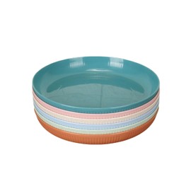6 Pack Wheat Straw Plates Reusable Dinner Plates, Durable & Lightweight, Perfect for Home, Parties, Camping, and Dishwasher Safe (Orange, Dark Green, Pink, Blue, Green, Beige)