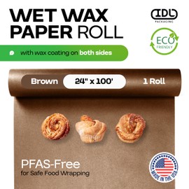 Brown Wet Wax Paper Roll 24" x 100' - USA-Made Moisture-Repellent Cooking Paper for Packing, Storing & Freezing - Heavy-Duty Food-Safe Wrapping Material for Meat, Cheese & Baked Goods by IDL Packaging