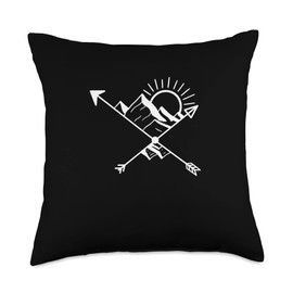 Geometric Cross Arrow Mountain Throw Pillow