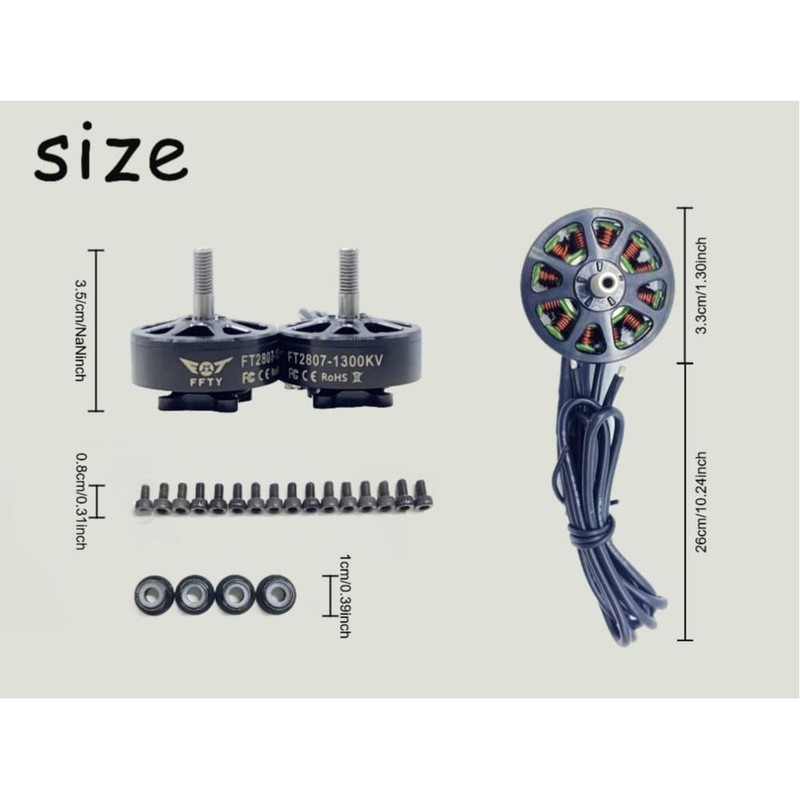 X2807 1300KV Brushless Motor Electric Motors 6S for 7inch Long