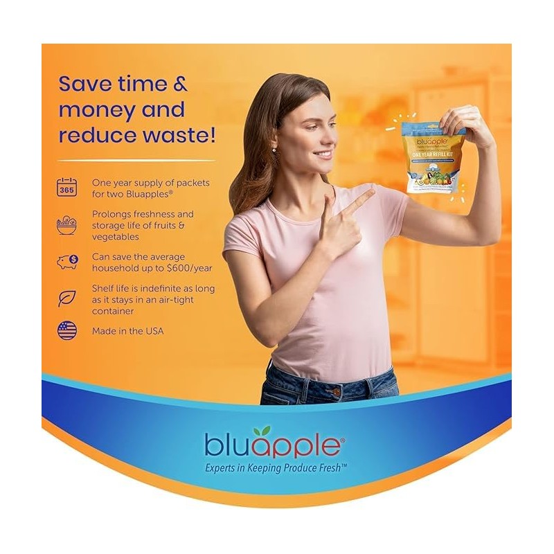 Bluapple Classic One-Year Refill Kit Fruits/Vegetable Saver Sealer