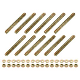 uxcell 12Pcs Fully Threaded Rod, 1/4" UNC x 2" Length Zinc-Plated Carbon Steel Fully Threaded Studs with Nuts and Washers for Clamps, Hangers and U-Bolts, Color Zinc