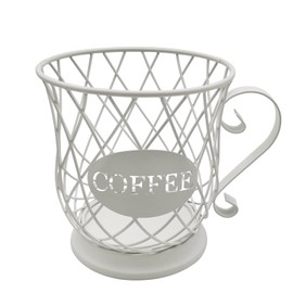 Coffee Pods Storage Basket, Coffee Pod Capsule Storage Holder for 35 K Cup Organizer, Coffee Basket Decor for Coffee Bar Countertop-White
