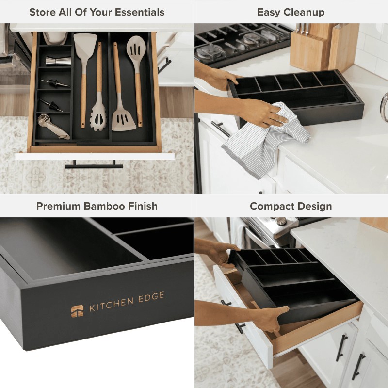 KitchenEdge Adjustable Kitchen Drawer Organizer for Utensils and Junk, 1