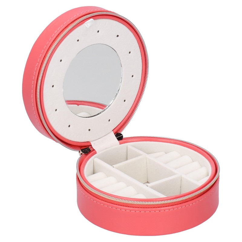Round Portable Jewelry Box Organizer Display Storage Case for Rings