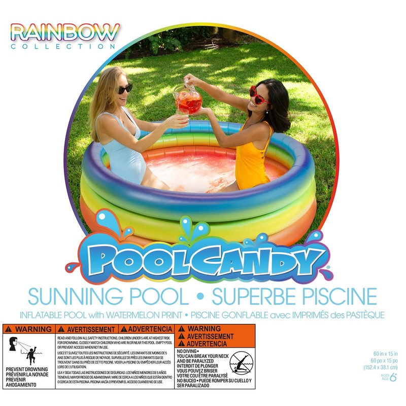 Poolcandy Inflatable Party Sunning Pool, Rainbow