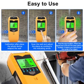 MR SCREWS Upgraded 5-in-1 Stud Finder Wall Scanner with Advanced Intelligent Chip for Optimal Accuracy, Bright LCD Screen & Reliable Audio Alerts Perfect for Wood, Metal, Wiring, Stud, Pipe Locating