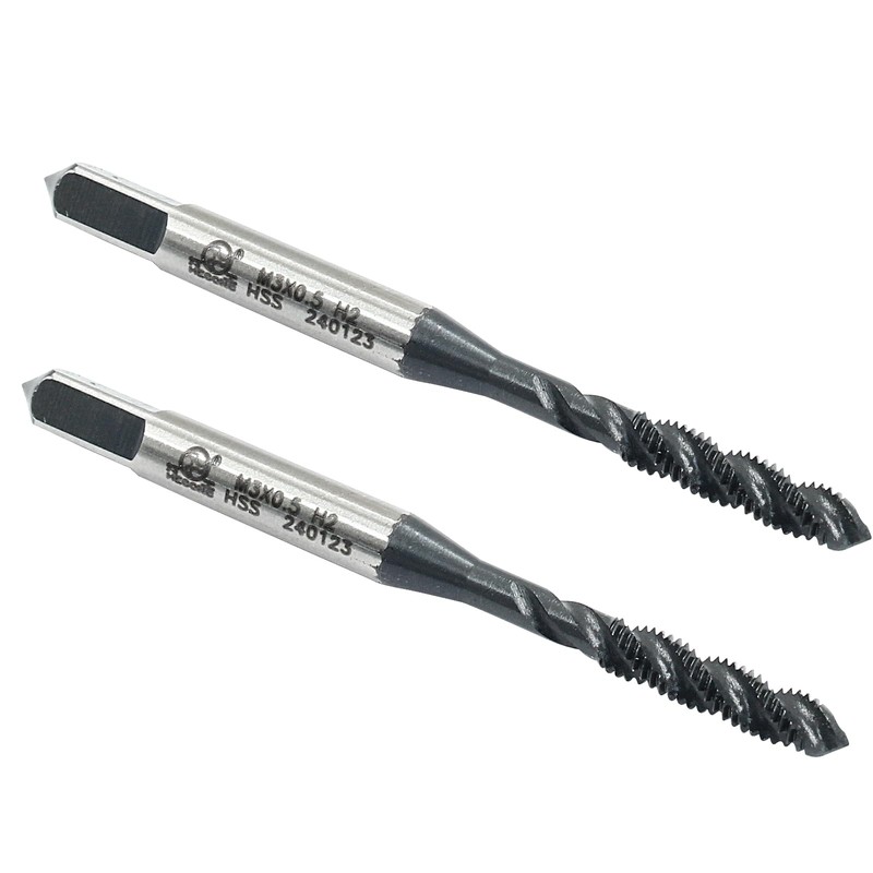 Cionyce 2 Pcs M3 x 0.5 Spiral Flute Thread Tap,Metric