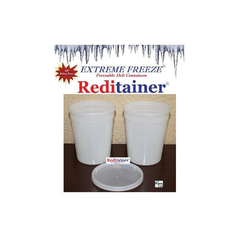 Reditainer Extreme Freeze Deli Food Containers with Lids, 32-Ounce, 24-Pack
