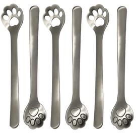 Maydahui 6PCS Cat Paw Spoon Hollow Out Coffee Spoons 5.8 inch 18/10（304 ）Stainless Steel Teaspoon for Dessert Ice-cream Stirring Home Kitchen Restaurant
