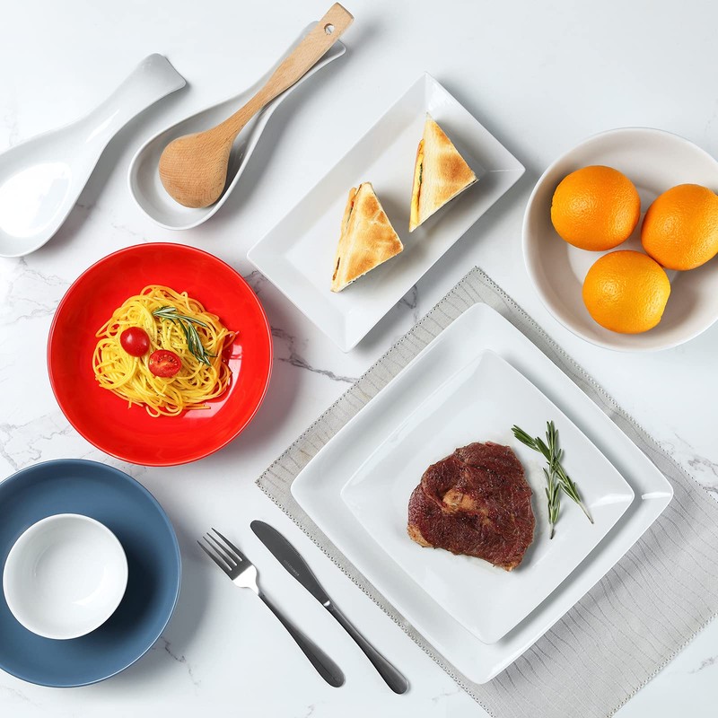 Yedio Porcelain Square Dinner Plates, 10.75 Inch Square Serving Plate