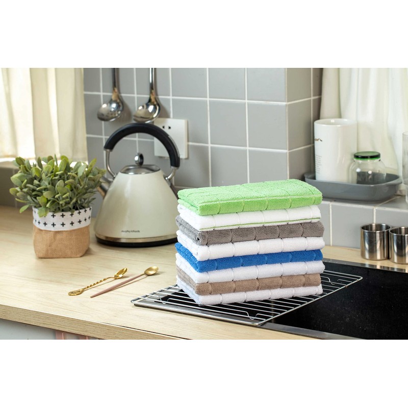 gryeer 8 Pack Microfibre Tea Towels, Super Absorbent, Soft and