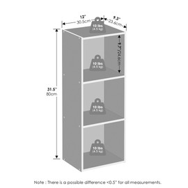 Furinno Reed 3-Tier Open Shelf Multipurpose Closet & Clothing Storage, Storage Organizer, Blackwood