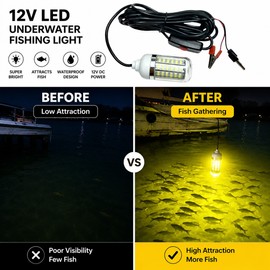 12V Underwater Fishing Light for Night Fishing – 108 LED Submersible Fish Attracting Lamp for Boats & Ice Fishing