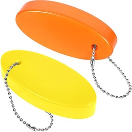 Foam Floating Keychain Oval Float Key Ring Key Float Foam Keychain for Boating, Fishing, Sailing and Outdoor Sports (2, Orange and Yellow)