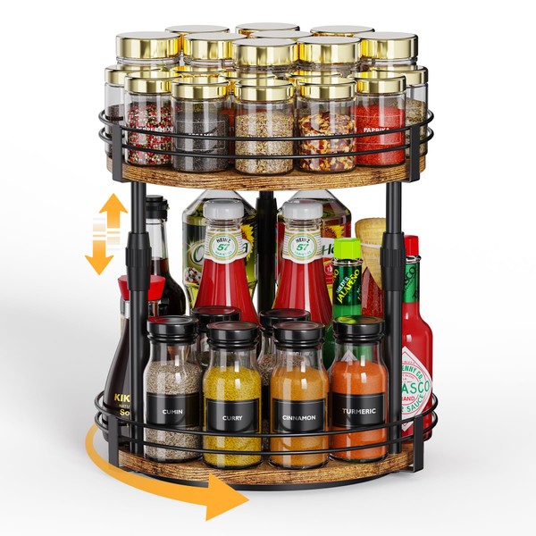 Across-Star Lazy-Susan-Organizer-Spice-Rack, 2-Tier Rotating Spice Organizer For Kitchen-Cabinet-Countertop-Pantry, Turntable Seasoning