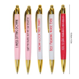 Haosie 5pcs Nurse Pens, 3.5mm Nib Portable Funny Pens, 13.5cm/5.3in Nurse Doctor Teacher Work Pen Set Suitable for Home, Office or Outward Use