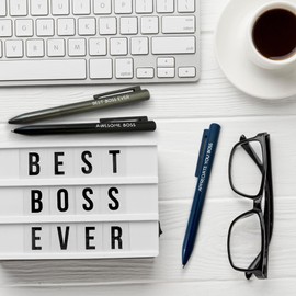 MESMOS 3pk Fancy Pens for Men, German Made Ballpoint Ink 1mm Medium Tip, Best Boss Gifts for Men, Boss Day Male Birthday Gift for Him