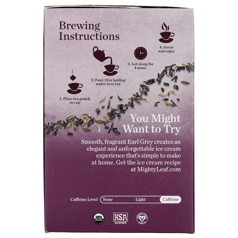 Mighty Leaf Tea Organic Earl Grey Hand-Stitched Tea Bags, 15