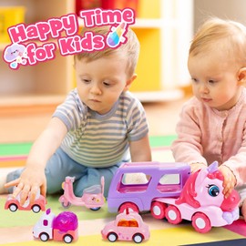 iKidiki Spielzeug ab 1 2 3 4 5 6 Jahre Mädchen, LKW Spielzeug Geschenk 1-6 Jahre Mädchen Einhorn Geschenke für Mädchen Auto Spielzeug Kinderspielzeug ab 1-6 Jahre Geburtstagsgeschenk für Mädchen