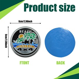 RGOAANC Beach Badge Rated Car Emblem, 4 x 4 Metal Automotive Badge, 3D Metal Car Badges Round Emblem Decals, Car Exterior Emblems Badge Auto Decorations Compatible with Jeep Vehicles Trucks SUV RV