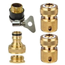 Set of 4 1/2" Hose End Connector, 2 in 1 Threaded Faucet Adapter, 1/2" Waterstop Connector & Universal Tap Connector Adapter Fitting for Car Wash & Garden Irrigation