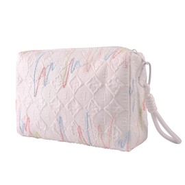 lllyan Makeup Organizer and Toiletry Bag for Women Travel Makeup Bag with relief Design, Spacious Toiletry Bag for Travel Essentials White