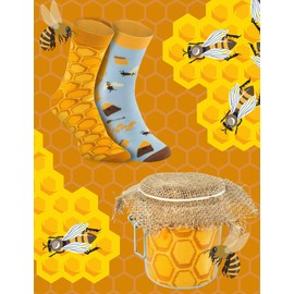 Rainbow Socks - Women's Men's Funny Honey Glass Socks in Glass - 2 Pairs, 2 x honey jars