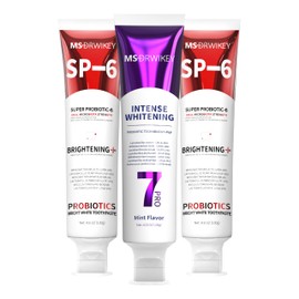 MSDRWIKEY SP-6 Whitening Toothpaste 2-Pack & Popping 7-Pro Whitening Toothpaste, 6 Probiotics, Enamel Safe, Fluoride-Free and Gum Health