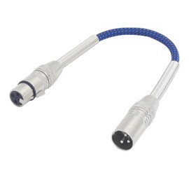 LANMINGLEL Short 3 Pin Metal Spring Microphone Cable XLR Male to Female Heavy Duty Balanced Nylon Braided Cord Compatible Speakers, Microphones(0.3M)