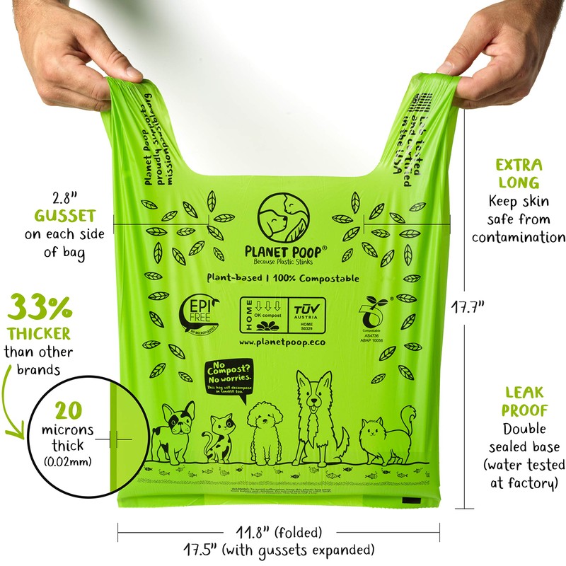 PLANET POOP Home Compostable Dog Poop Bags, 30 Count, XL
