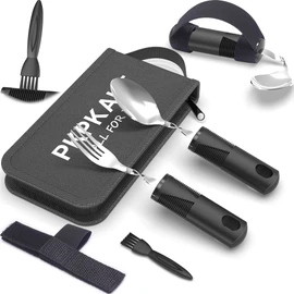 PKPKAUT Weighted Parkinsons Utensils for Hand Tremors, Weighted Silverware for Parkinsons Patients Arthritic Hands, Built Up Utensils for Adults, Adaptive Eating Utensils for Disabled People Elderly
