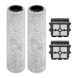 (4 Pack) Floor One S9 Artist Pro Brush Rollers and HEPA Filters for Tineco Floor One S9 Artist Pro/Stretch S6/ Switch S6 Wet Dry Vacuum Cleaner (Excluding Handle), 2 Brush Rollers, 2 HEPA Filters