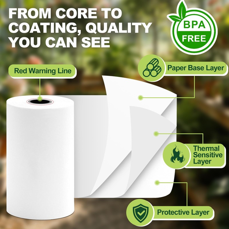 TUXIYA 2 1/4"x50' Thermal Paper Receipt Rolls,12 Rolls of Thermal