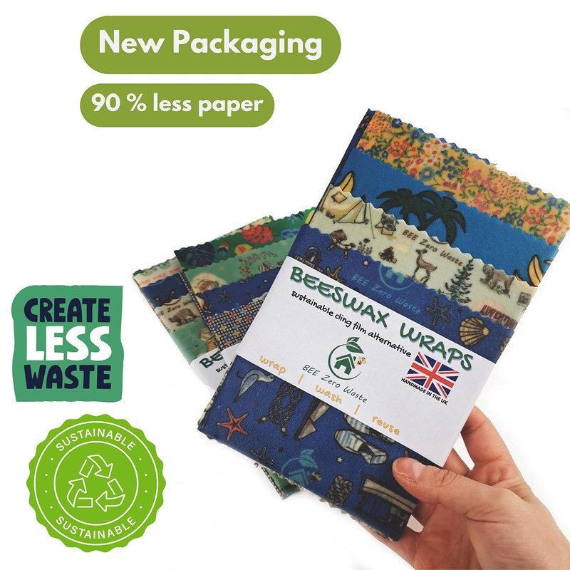 Beeswax Wraps |UK HANDMADE |Random Colours | BEE Zero Waste|