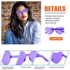 AEAHALY Purple Heart Sunglasses for Women and Men, Heart Shaped Sunglasses Bulk for Kids Party Favor Glasses