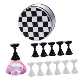 FOMIYES 1set Nail Plate Practice Holder with Magnetic Base Manicure Display Stand for Nail Art Training Includes Chess Shape Tips Elegant Base Design Suitable for Home and