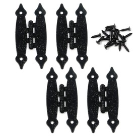 T Tulead Cabinet H-Hinges Cold Rolled Steel Black Decorative Door Hinges 3.46"×1.38", 4pcs with Mounting Screws
