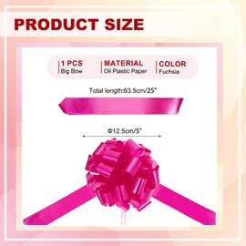 PATIKIL Big Car Pull Bow 25 Inch, Metallic Giant Bow Ribbon for Car Decoration Wedding Birthday Present Wrapping New Houses Decor, Fuchsia