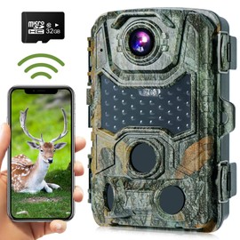 Crenova 20MP wildlife camera with 32GB SD card, 47 pcs, 940 nm, IR LEDs 20 m night vision and IP66 waterproof, hunting game camera.