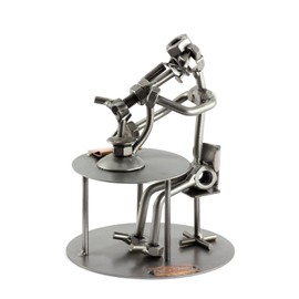 Steelman24 I Nuts and bolts sculpture Biologist With Microscope With Personal Engraving I Handmade ornaments I I Metal figurine