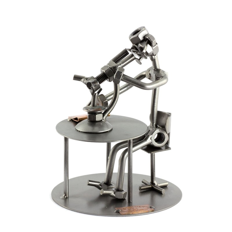 Steelman24 I Nuts and bolts sculpture Biologist With Microscope With