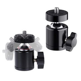 Tripod Mini Ball Head Mount with Removable 1/4" Hot Shoe Adapter 360°Swivel Camera Brackets BallHead Stand Support