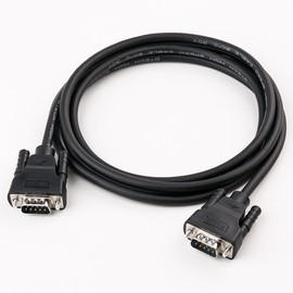 DTECH DB9 to DB9 RS232 Serial Cable Male to Male Null Modem Cord Cross TX/RX line for Data Communication (6 Feet, Black)