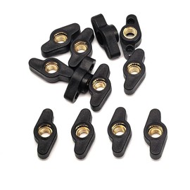 1/4" Wing Knobs Through Hole T Knobs Hand Screw Nut M6 Thumb Screw Threaded Knobs Black 12 Pack