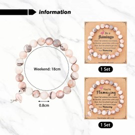 YSDYY 2 Pieces Flamingo Pendant Beaded Bracelets And 2 Cards, Simple Bracelet, Women'S Bracelet, Gift Bracelet, Friendship Bracelet