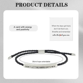 XdealCozyxc Strength Bracelet, Don't Let the Hard Days Win Bracelet for Family Friends Girls