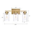 A1A9 3-Light Bathroom Vanity Light, Modern Brushed Gold Wall Lights