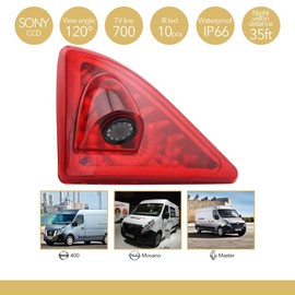 HD 720p Rueckfahrkamera Dritte Dach Top Mount Bremsleuchte Kamera Bremslicht Einparkkamera Rückfahrkamera für Opel Movano B/Vauxhall Movano B/Renault Master/Nissan NV400 2010-2019
